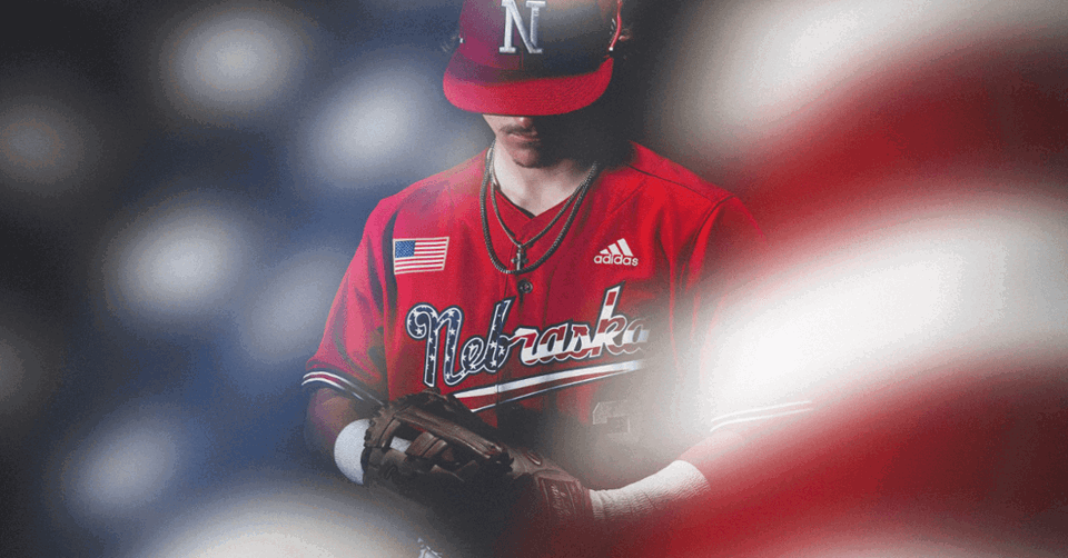 Husker Baseball Red White Blue